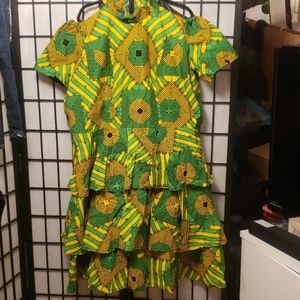 100% Handmade African ruffle bottom dress size 18